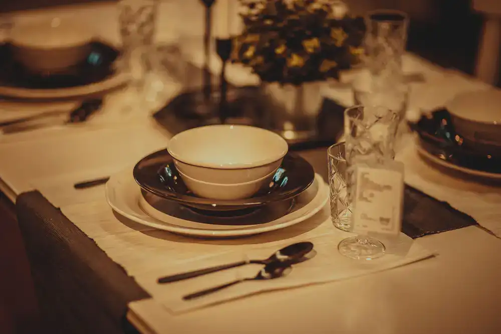 Large sculptural glass bowl serving as a centerpiece