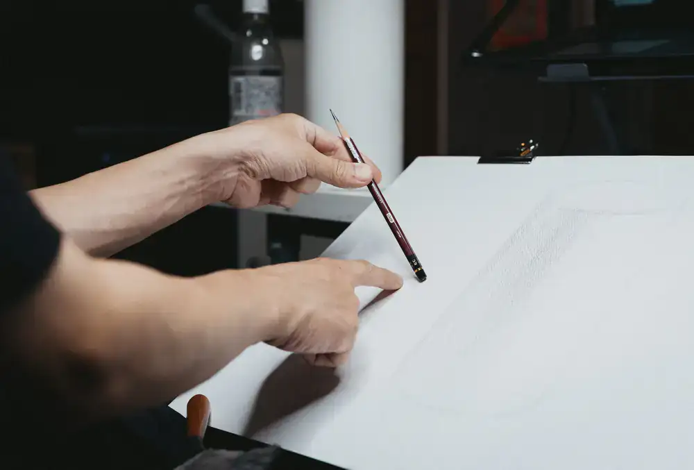 Pencil sketches of intricate glass forms