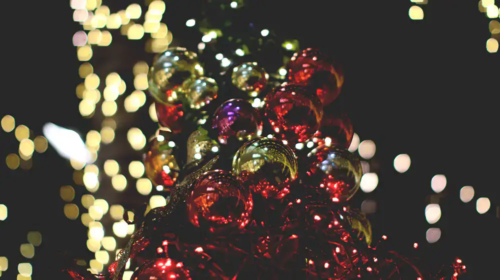 Finished glass bauble reflecting light